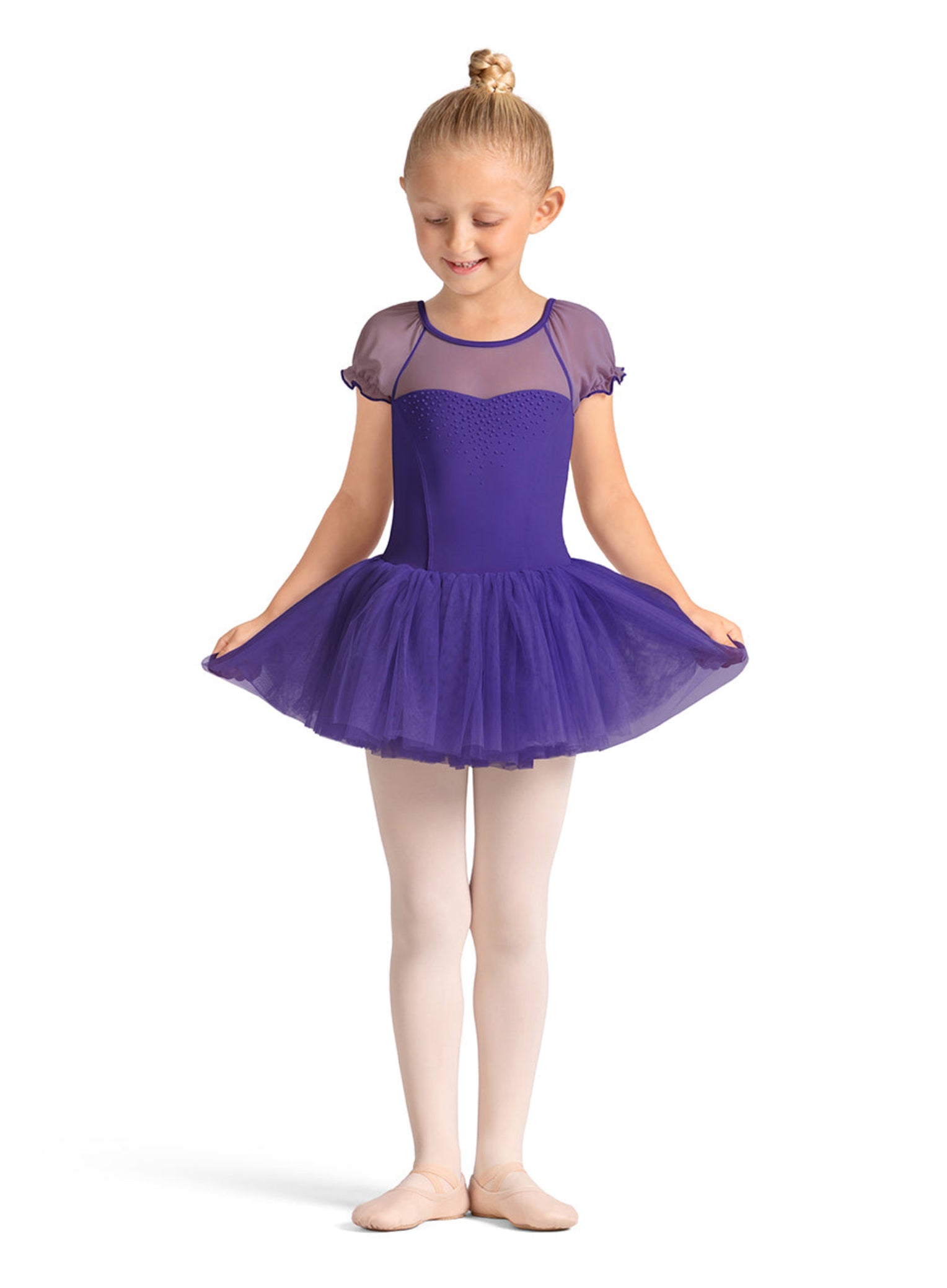 Celestia Short Sleeve Tutu Dress Violet front view