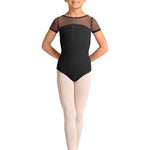 Short Sleeve Leotard Black front view