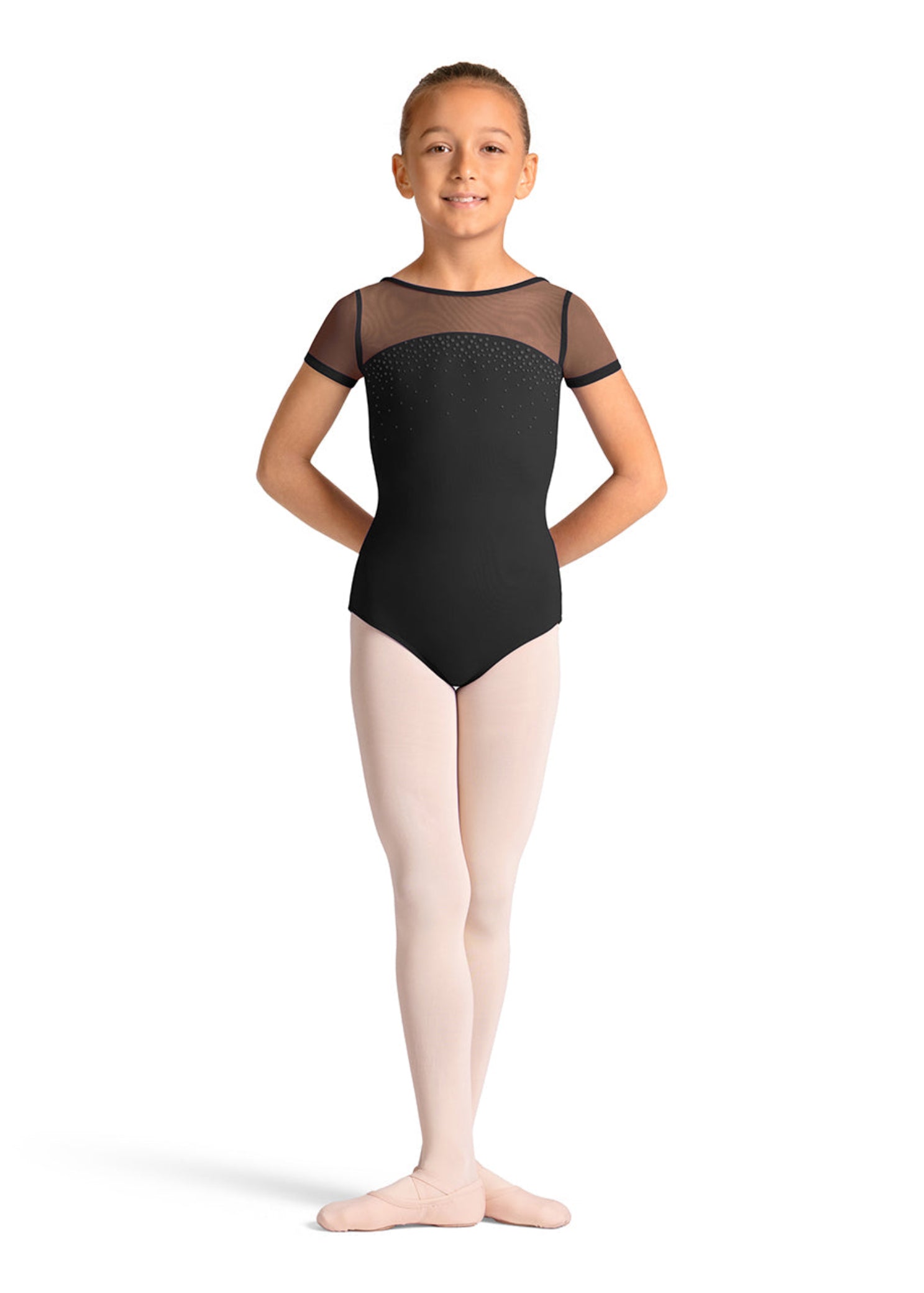 Short Sleeve Leotard Black front view