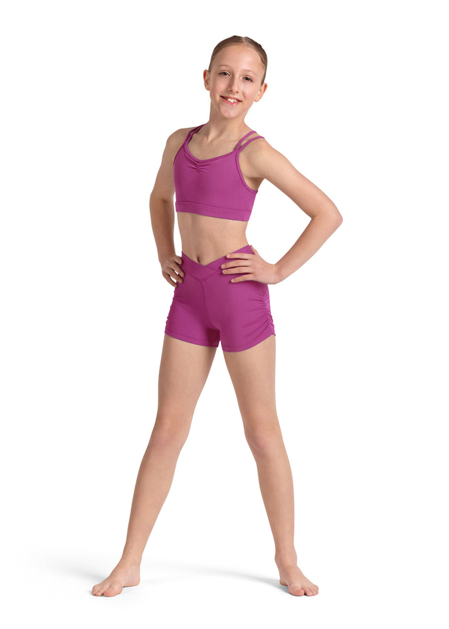Cross Back Crop Top magenta front view