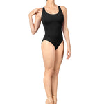 Shine Mesh Tank Leotard Black front view