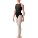 Stripe Halter Leotard Black front view
