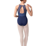 Stripe Halter Leotard Ink back view