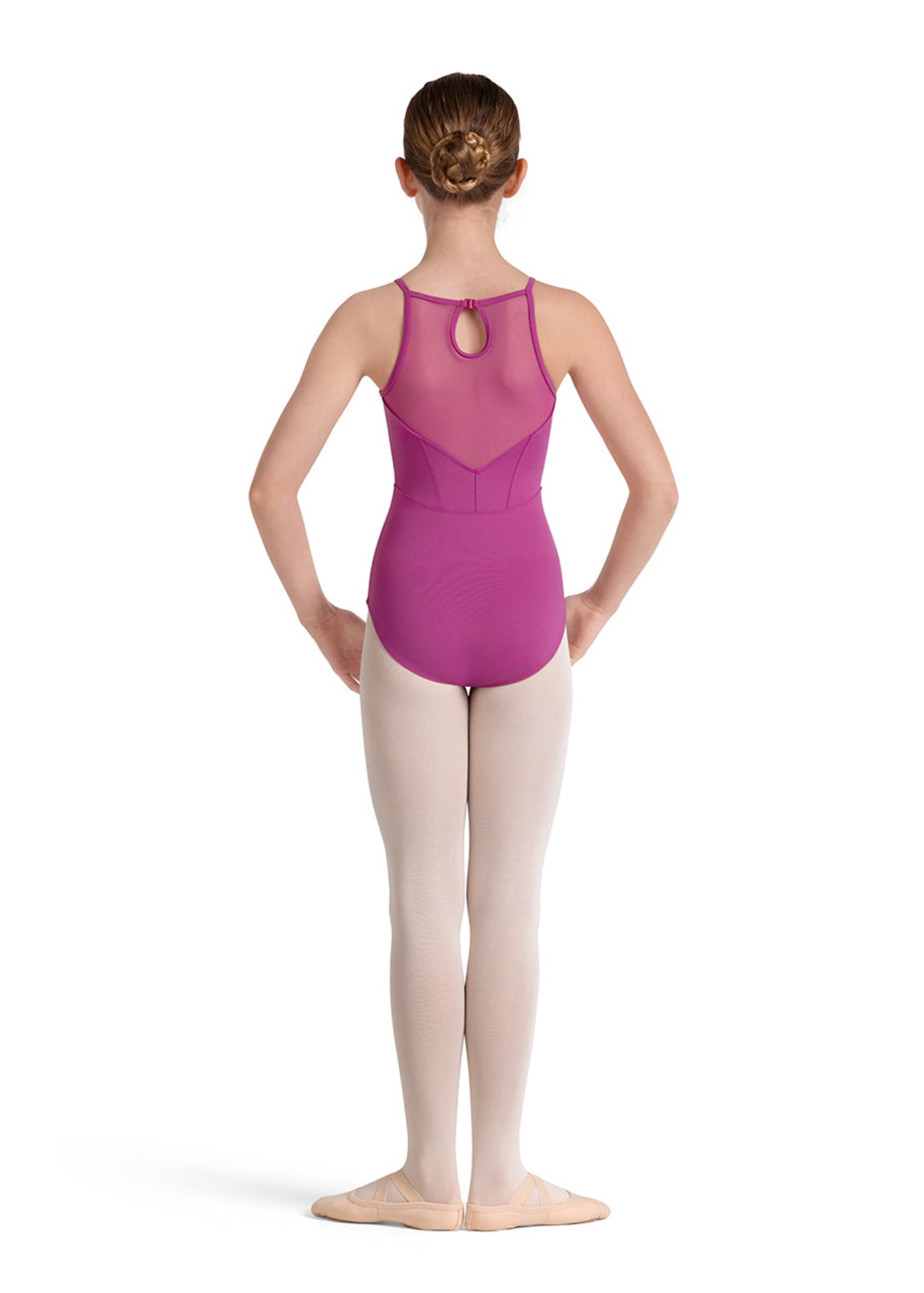 Keyhole Halter Leotard Magenta back view