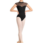 Cap Sleeve Leotard Black front view
