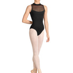 Zip Back Leotard Black front view