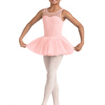 Mesh Tank Leotard Pink front view