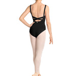Twist Back Tank Leotard Black back view