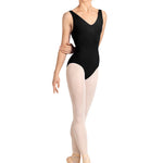 Twist Back Tank Leotard Black front view