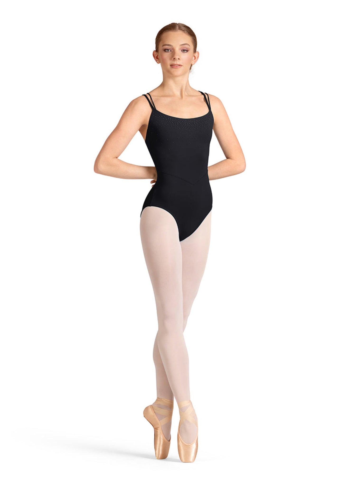 Mesh Tank Leotard Black front view