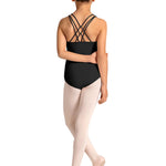 Strap Back Cami Leotard Black back view