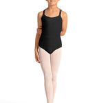 Strap Back Cami Leotard Black front view