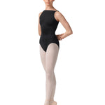 Boat Neck Leotard Black front view
