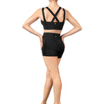 Cross Back Camisole Crop Top Black back view