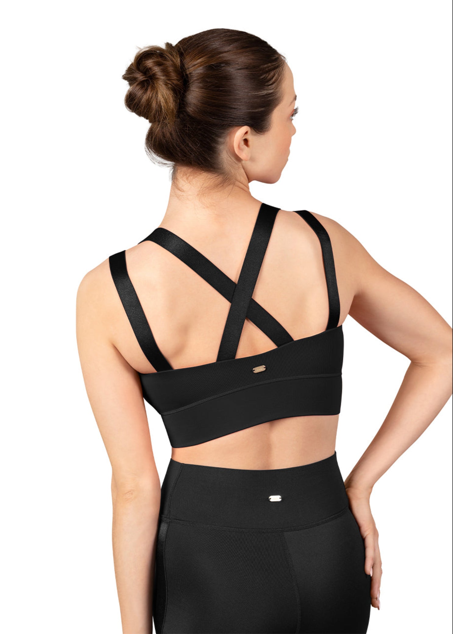 Cross Back Camisole Crop Top Black detail view