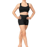 Cross Back Camisole Crop Top Black front view