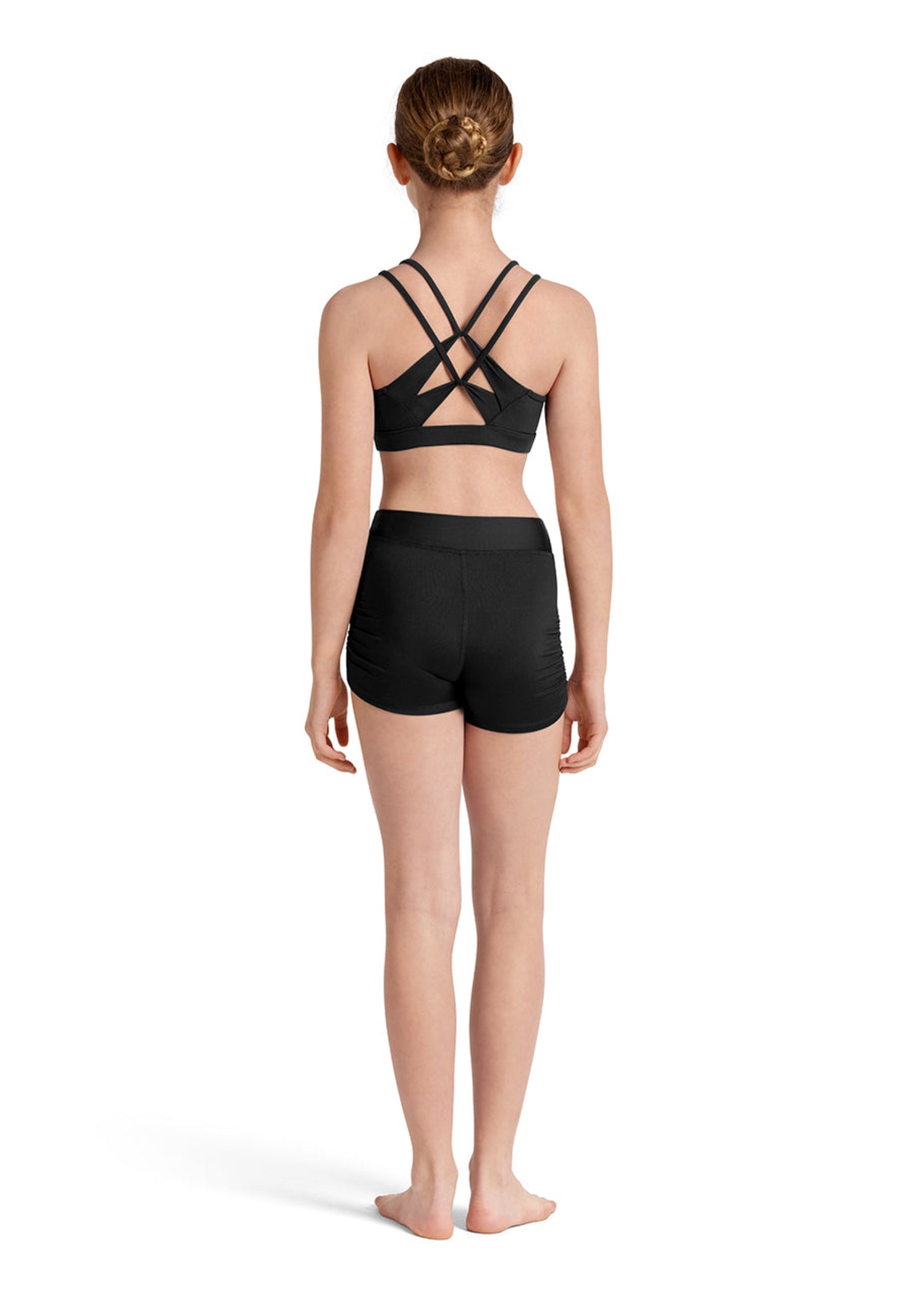Ruched Side Shorts Black back view