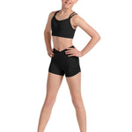 Ruched Side Shorts Black front view