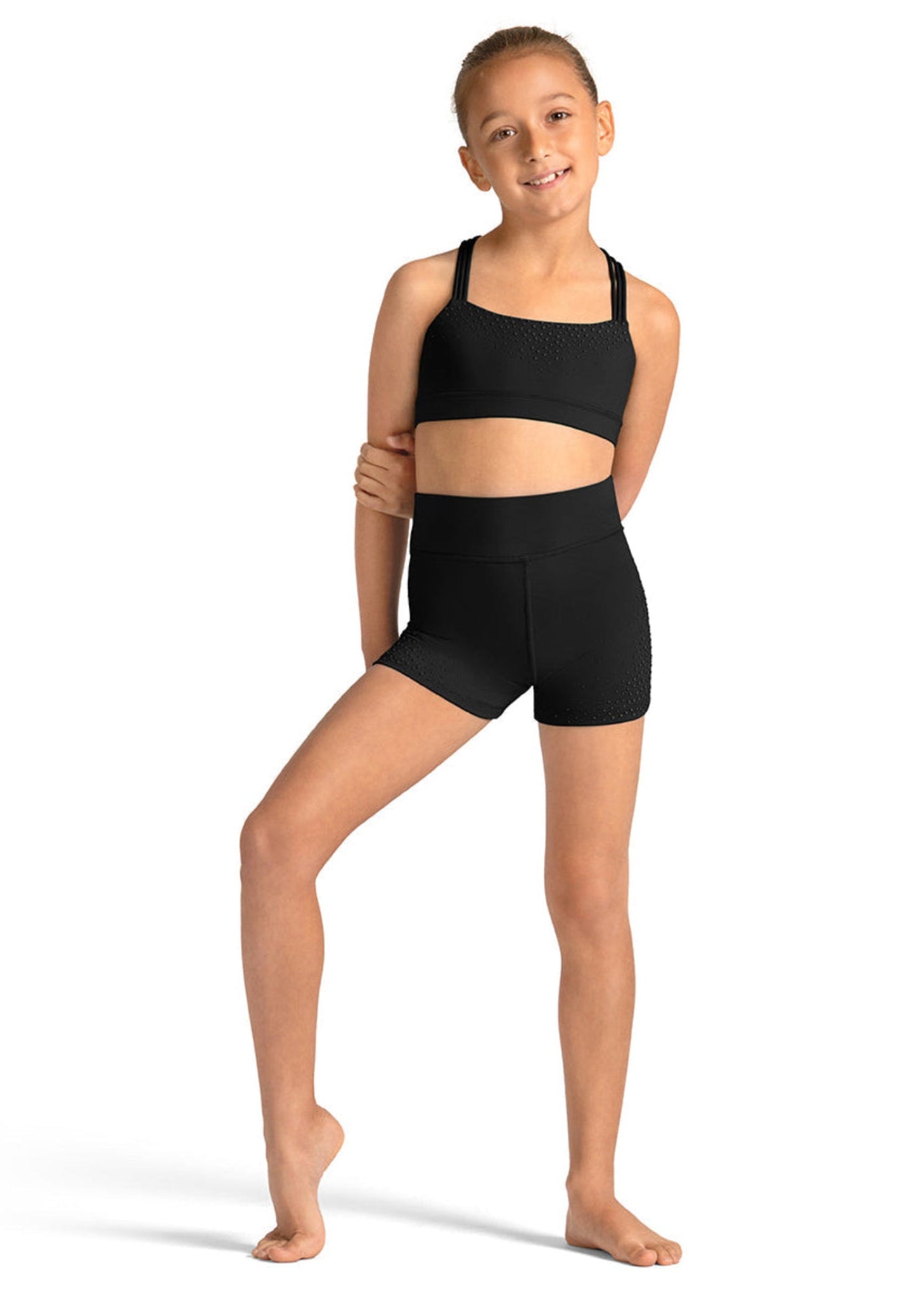 Gel Print Shorts Black front view