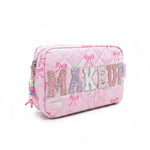 Makeup Bow Pouch Pink side view