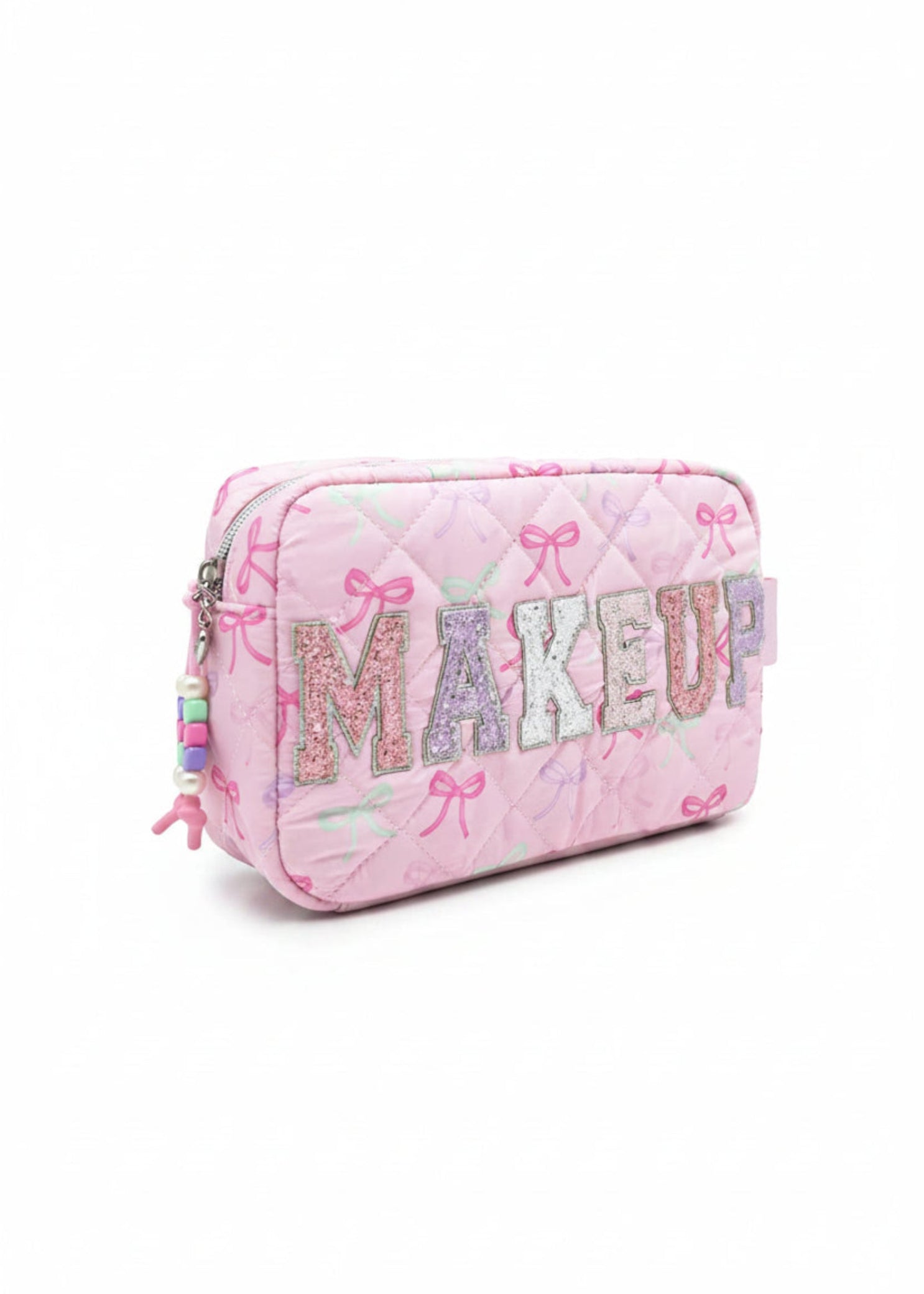 Makeup Bow Pouch Pink side view