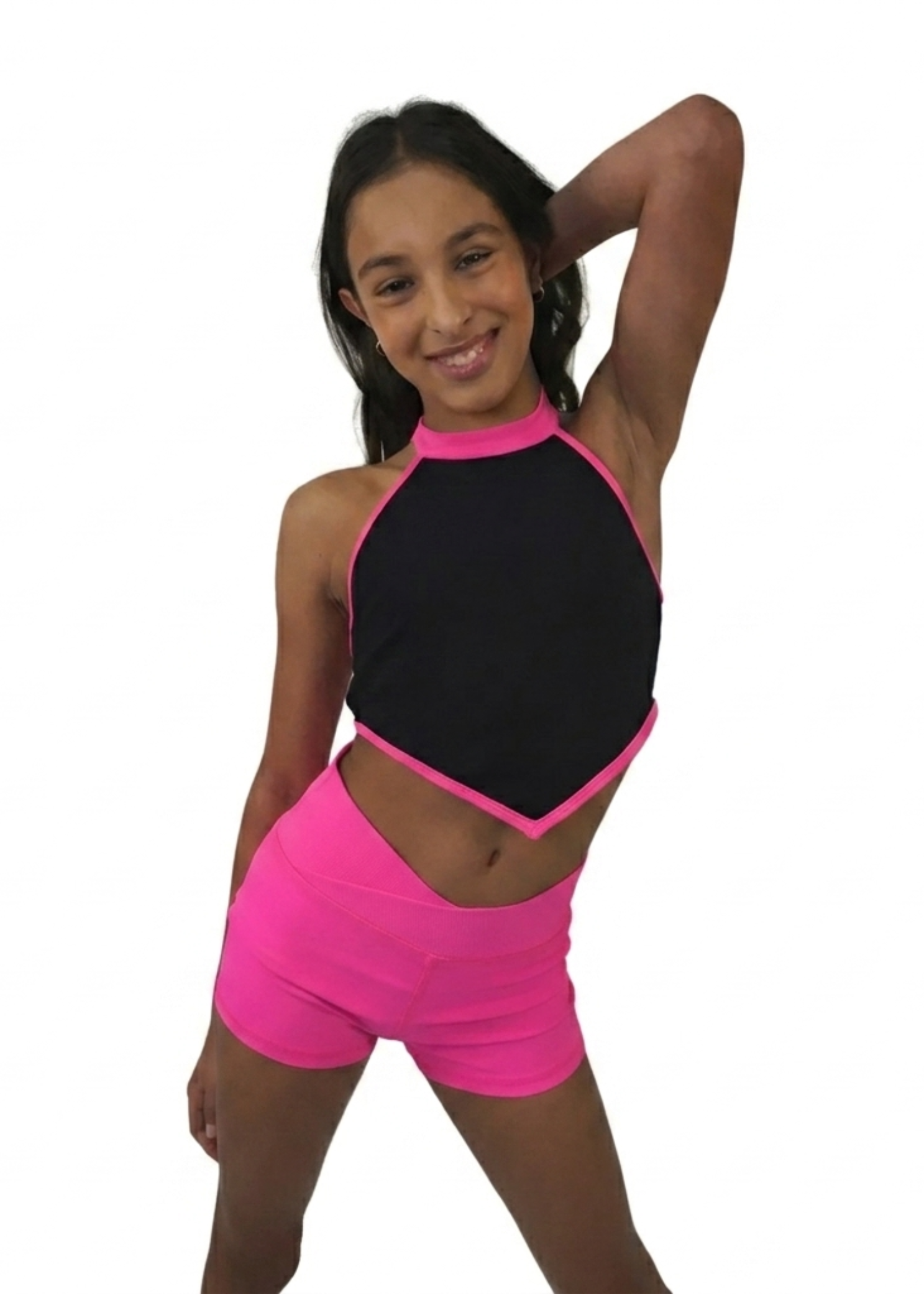 Malia Top 17811 Black Pink front view