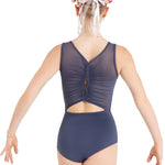 Marigold Mesh Back Leotard Crown Blue back view