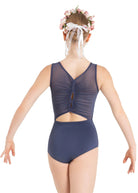 Marigold Mesh Back Leotard Crown Blue back view