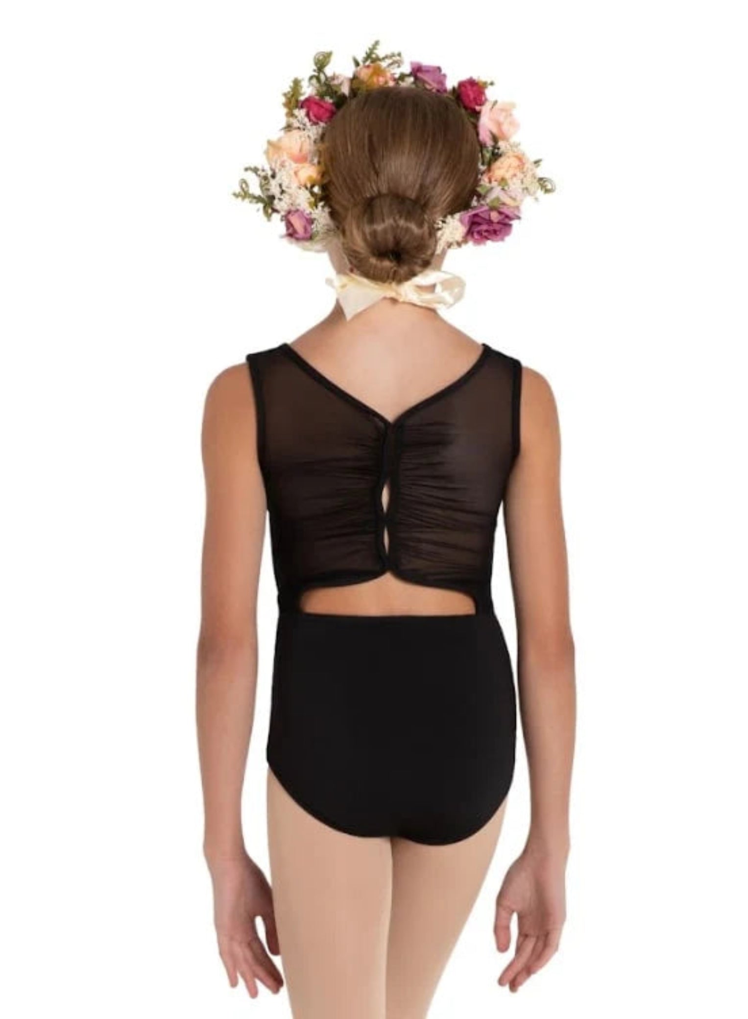 Marigold Mesh Back Leotard Black back view