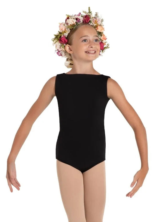 Marigold Mesh Back Leotard Black front view