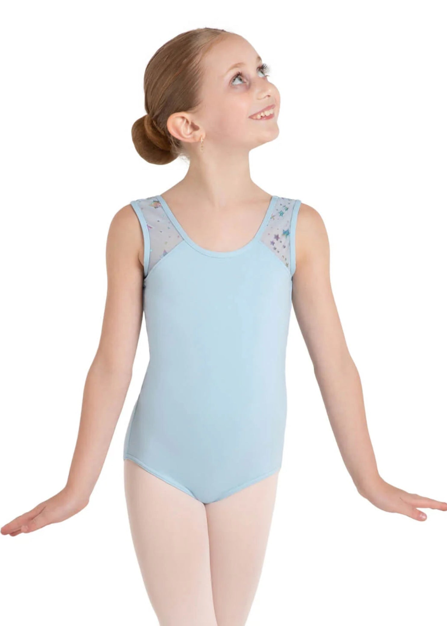 Mars Mesh Leotard Light Blue front view