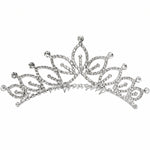 FH2 Medium Rhinestone Tiara in Silver, front view showing silver-tone tiara with clear rhinestone pave band