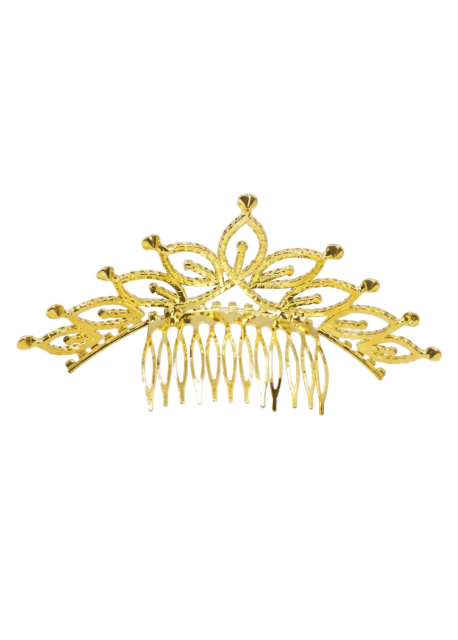 FH2 Medium Rhinestone Tiara in Gold, back view showing gold-tone tiara band and rhinestone setting