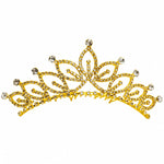 FH2 Medium Rhinestone Tiara in Gold, front view showing gold-tone tiara with clear rhinestone pave band