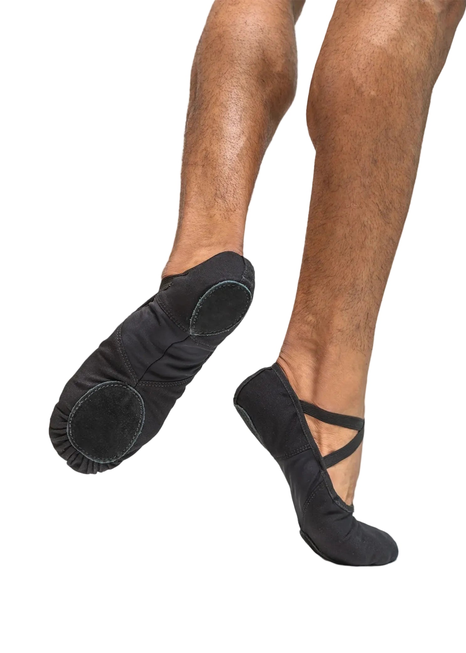 Men's Bert Canvas Ballet Shoe Black bottom and side view