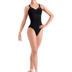 Mesh Cami Leotard Black front view