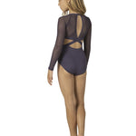 Mesh Long Sleeve Leotard Lavender back view
