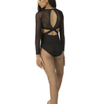 Mesh Long Sleeve Leotard Black back view