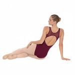 Mesh Racerback Leotard Burgundy back view