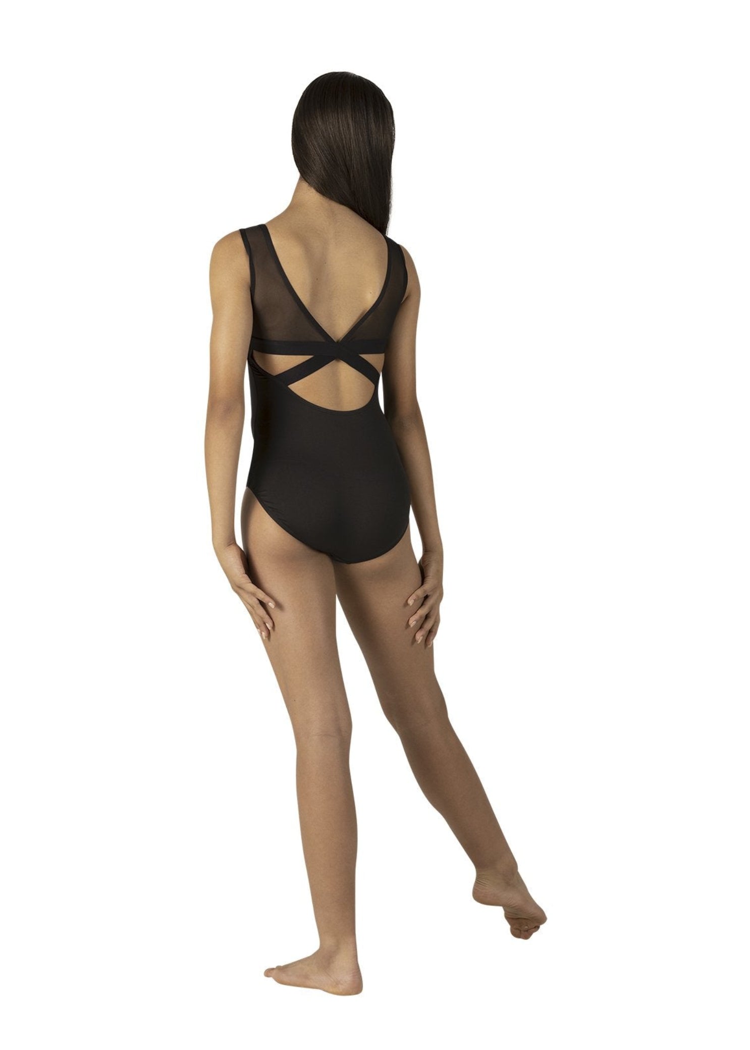 Mesh Tank Leotard Black back view