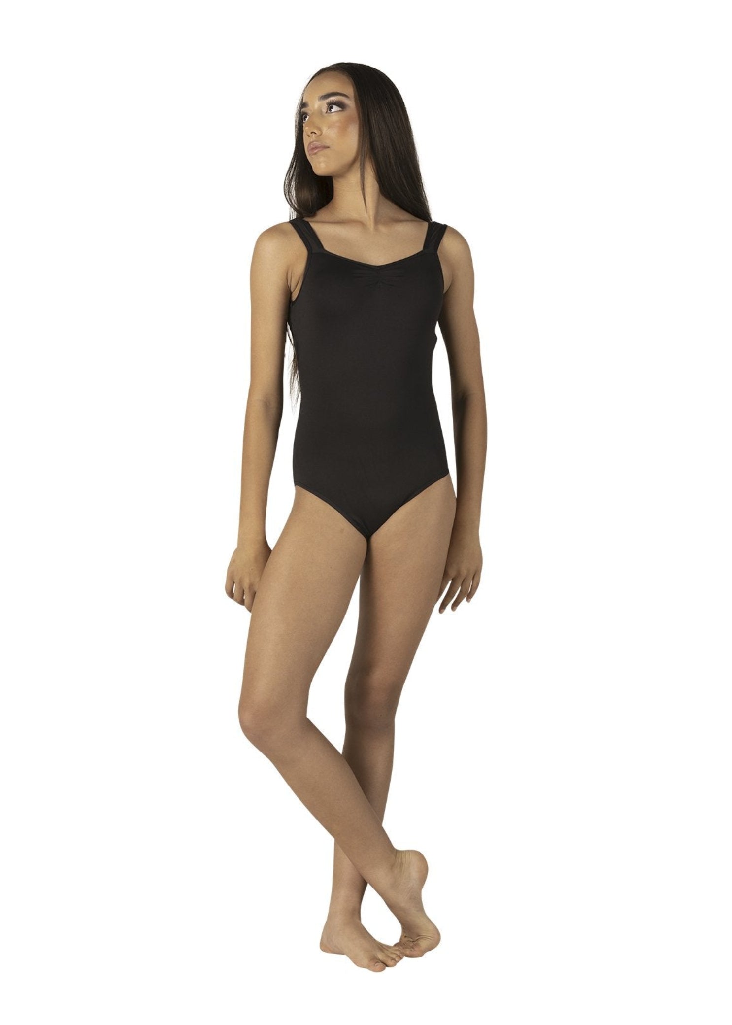 Mesh Tank Leotard Black front view