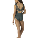 Mesh Tank Leotard Botanical Green back view