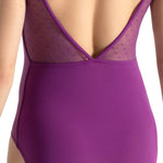 Mesh Back Camisole Leotard Plum back view