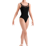 Mesh Tank Leotard Black front view