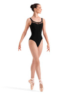 Mesh Tank Leotard Black front view