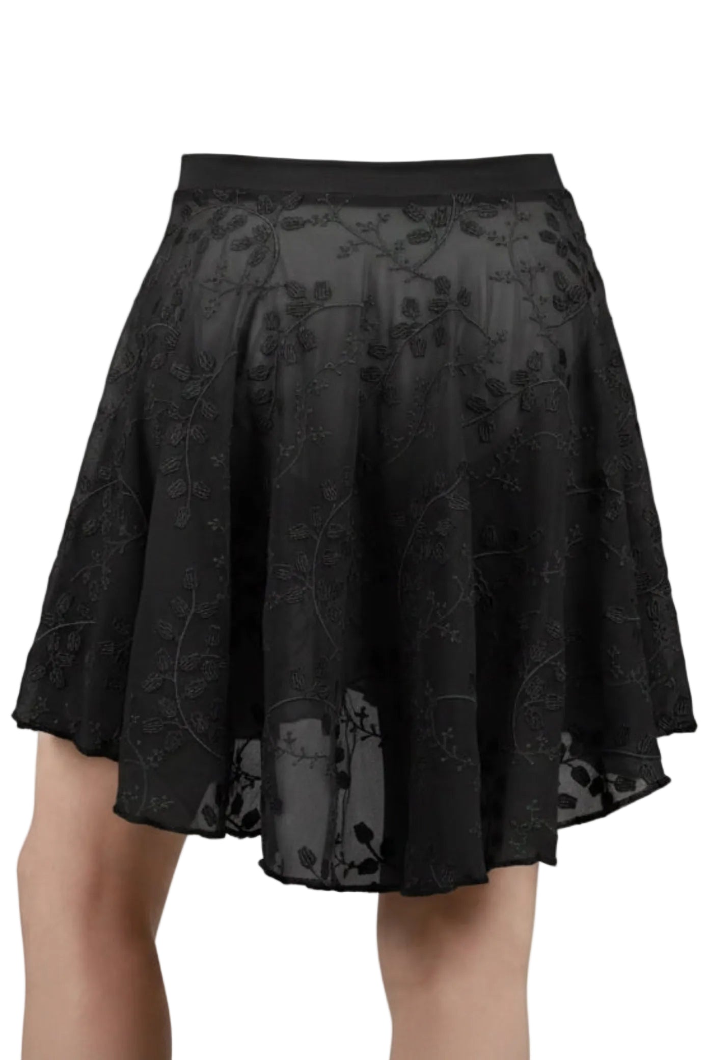 Midi Length Skirt Black back view