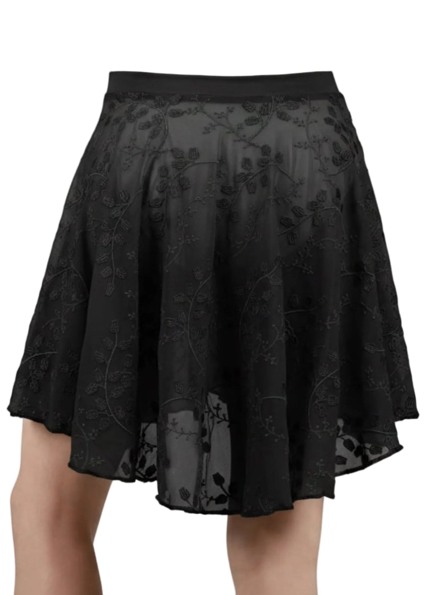 Midi Length Skirt Black back view