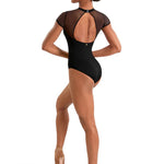 Mock Neck Leotard Black back view