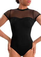 Mock Neck Leotard Black detail view