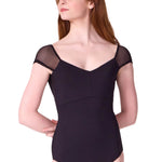 Moonstruck Cap Sleeve Leotard Black front view